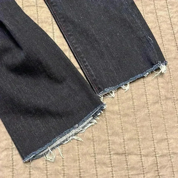 Express Dark Rinse Mid Rise Skinny Denim Jeans with Red Stitching Size 2P - Picture 9 of 11